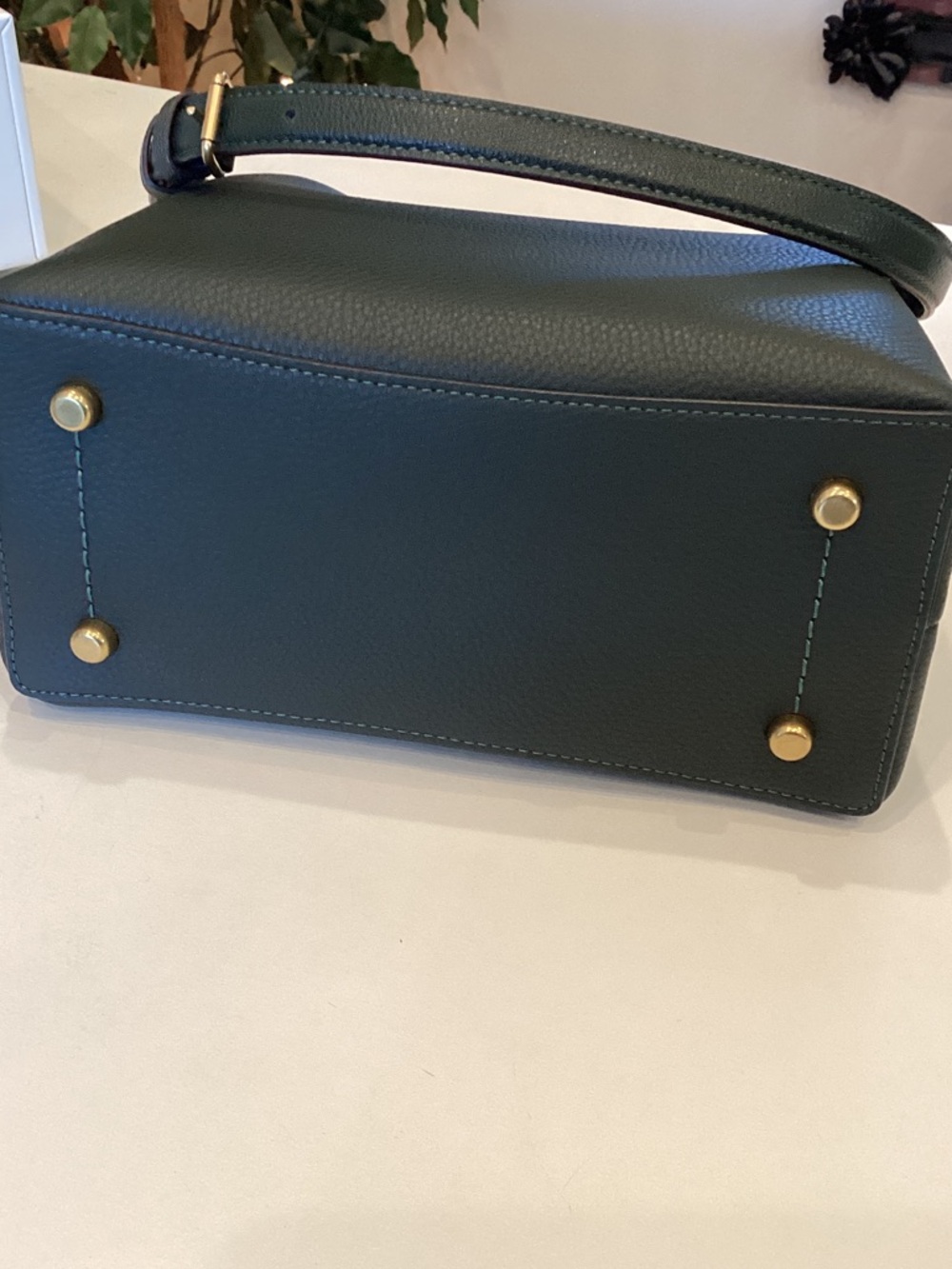 Coach Pebbled Leather Crossbody Bag in Dark Green with Gold Hardware - Picture 2 of 4